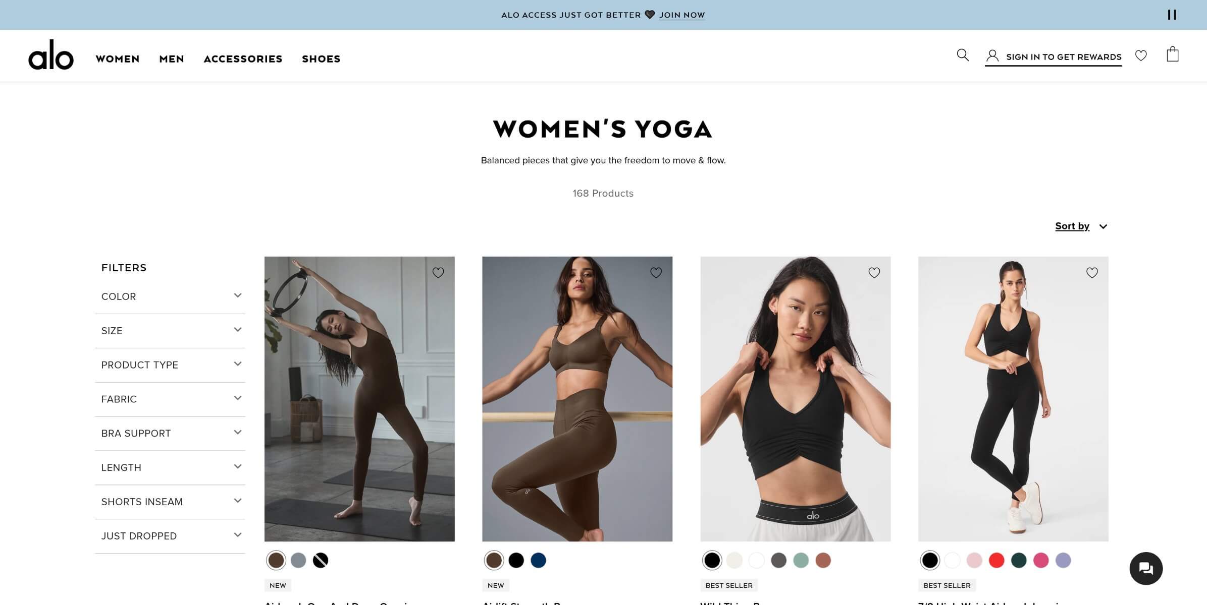 alo yoga collections page