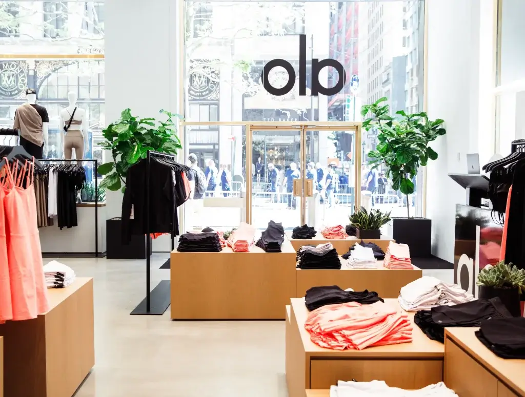 inside view of alo yoga physical store